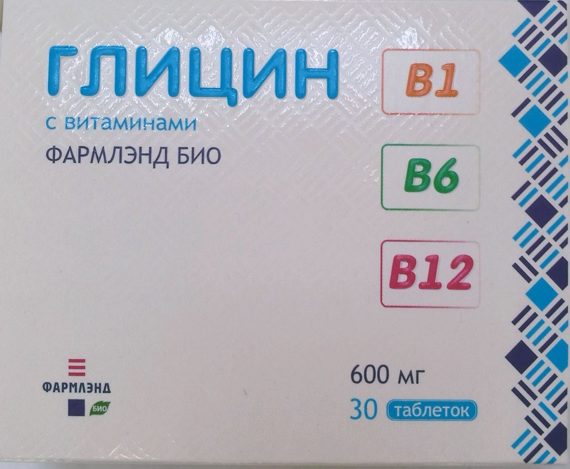 Глицин В1+В6+В12 ФАРМЛЭНД БИО таблетки БАД 600мг упаковка №30