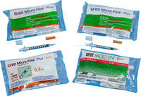Шприц инсулин. BD Micro-Fine TM Plus 1мл U-100 с иглой 30G(0,3*8мм) №10