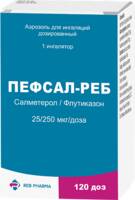 Пефсал-Реб аэрозоль для ингаляций дозирован. 25мкг/доз 250мкг/доз 120доз ингалятор №1