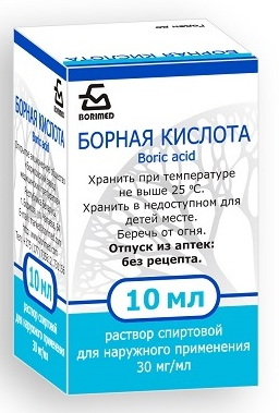 Борная кислота раствор спиртовой для наруж. прим. 30мг/мл 10мл флакон №1