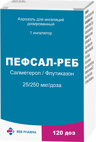 Пефсал-Реб аэрозоль для ингаляций дозирован. 25мкг/доз 250мкг/доз 120доз ингалятор №1