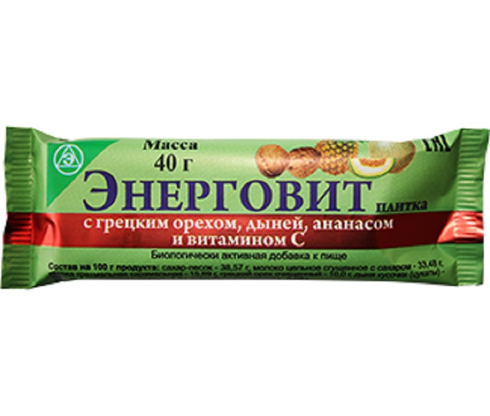 Энерговит БАД с грецким орехом+дыней+ананасом+витамином С 40г