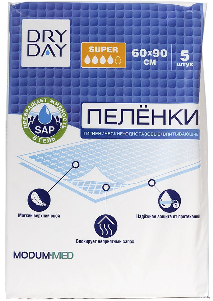 Пеленки впитывающие гигиенические DRY DAY Super 60*90 №5